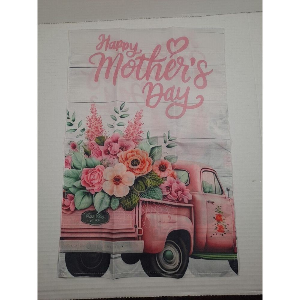 NEW Home & Garden 1pc Double Side Happy Mothers Day With Truck Garden Flag 12x18